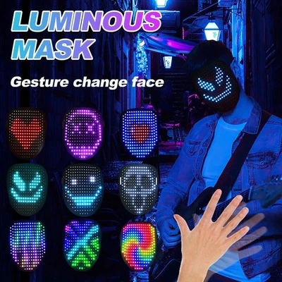 LED-Maske mit Gestenerkennung Leuchtende Halloween-Maske 50 Bilde für Maskerade - Bild 1 von 4