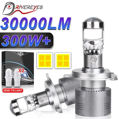 300W H7 H4 Bi LED Projector Lens 30000LM H11 9005 9006 H8 H9 Car Lights 12V 24V - Image 1 of 4