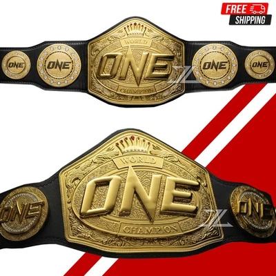 ONE 冠军 MMA 格斗世界冠军 Hevyweight 皮带成人尺寸黄铜 — 第 1/4 张图片