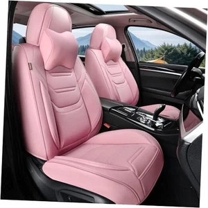 Pink Car Seat Covers Front Pair, Breathable Leather Automotive Front Seat - Picture 1 of 7