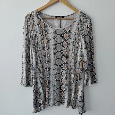 NOUVELLE Jersey Top Size 14-UK Brown Cream Snake Print Stretchy Tunic  - Image 1 of 4