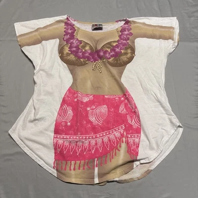 Vintage LA Imprints Fun2Wear Womens Body Shirt Oversized Bikini Lei Cover Up  - Image 1 of 4