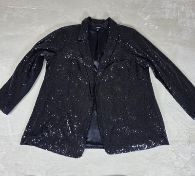 Torrid Jacket Size 3X Black Sequin Long Sleeve Formal Party Tuxedo Coat Cardigan - Image 1 of 4