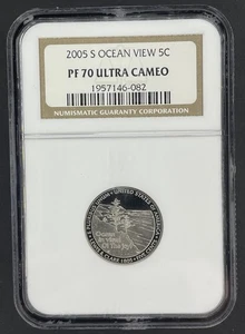 2005 S 5c Proof Jefferson OCEAN VIEW Nickel, NGC Graded PF 70 ULTRA CAMEO - Picture 1 of 2