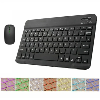 For iPad Android Windows Tablet 10inch Wireless Bluetooth Backlit Keyboard&Mouse - Image 1 of 4