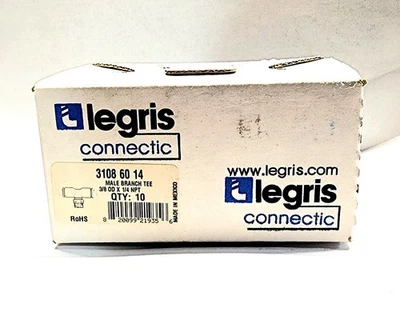 Legris 3108 60 14 Box of 10 Branch Tee Fitting 3/8" Tube 1/4" NPTM NEW - Image 1 of 2