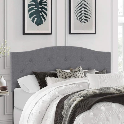 Provence Upholstered Arch Adjustable Tufted Full/Queen Headboard, Glacier Gray - Image 1 of 4