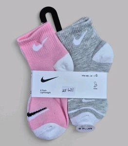 NIKE Girls Socks Ankle Lightweight School Everyday Kids 6 Pair Shoe Size 10C-3Y - Picture 1 of 5