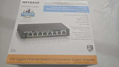 NETGEAR PROSAFE PLUS GS108PEv3 8 PORT GIGABIT MANAGED SWITCH 4 PORTS POE 53W - Image 1 of 2