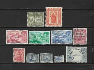 COLOMBIA , 1949/52 , MIXED LOT OF 11 STAMPS , PERF , USED - Picture 1 of 1