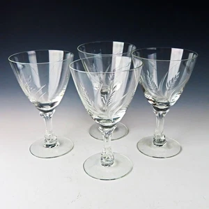 Fostoria Wheat #837 Water Goblets Clear Etched 6 ¼" Set of 4 (1953–1973) - Picture 1 of 6