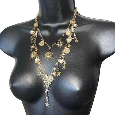 Nuevo Collar Dije Celestial En Capas Tono Dorado Sol Luna Estrella Cuelga Bruja Boho Foto 1 de 4