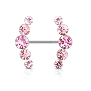 Chiusura Per Piercing Del Capezzolo Con Cinque Cristalli Rosa - Foto 1 di 1