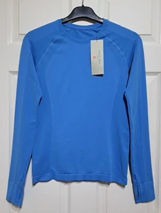 Sweaty Betty Athlete Seamless Workout Long Sleeve Top Size S Tidal Blue SB6547 - Picture 1 of 12