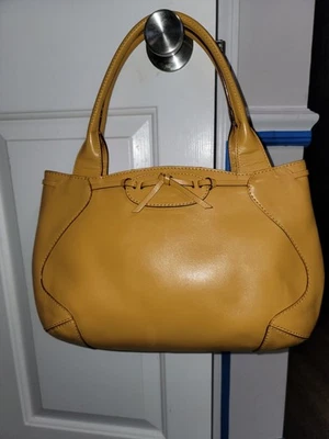 Kate Spade Larg Mustard Yellow Double Shoulder Bag Hobo Purse Leather Casual  - Image 1 of 4