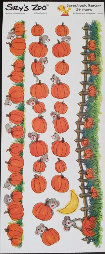 SUZY'S ZOO "PUMPKINS & MICE FALL/THANKSGIVING" SCRAPBOOK BORDER STICKER #90002