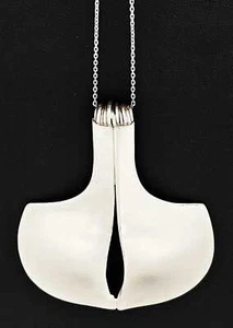 Vintage Artisan Signed Sterling Unisex Scandinavian Modernist XL Necklace - Picture 1 of 10