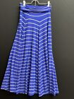 Gap Women's Stretch Maxi Skirt Striped Flowing Blue Casual Stretch sz S EUC