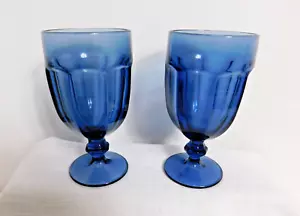 D7 - Libbey USA Gibralter Duratuff Cobalt Blue Iced Tea Goblets Lot of 2 - Picture 1 of 4