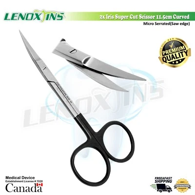 2x Iris Super Cut Scissors11.5cm CVD Micro Serrated Surgical-Dental Instruments  - Image 1 of 4