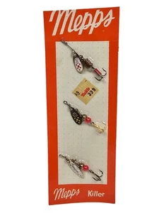 Vintage Mepps Killer 3 Pack - Black Fury, Comet, Aglia Long #0 New On Card - Picture 1 of 7
