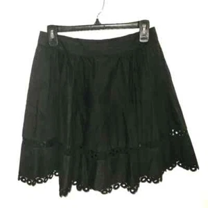 Forever 21 Black Eyelet Trim A-Line Flared Skirt Juniors Sz M Gift Twee Vacation - Picture 1 of 2