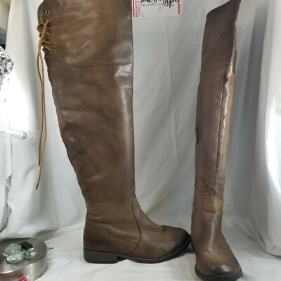 Botas de cuero hasta la rodilla marrón bambú para mujer talla 5,5 Foto 1 de 4