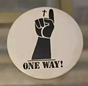  Vintage "One Way" Pinback Badge - Jesus - Heaven - See Pics - NOS - Picture 1 of 2