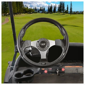 10L0L Golf Cart Steering Wheel & Black Hub Adapter for Club Car Precedent only - Picture 1 of 8
