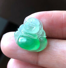 Certified Grade A Jade Jadeite Icy Vivid Green Buddha Pendant Translucent Undyed