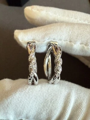 David Yurman Diamond 18k White Gold Continuance Earrings - Image 1 of 4