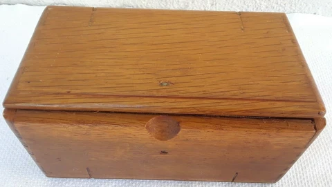 Antique 1889 Sewing Machine Puzzle Box w/ Attachments Wooden Oak Dovetailed 64R Cover