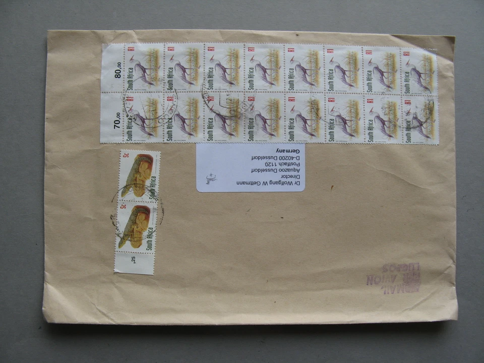 SUDÁFRICA, Cubierta a Alemania 1998, Bloque de 16 Grúa Pájaro Foto 1 de 1