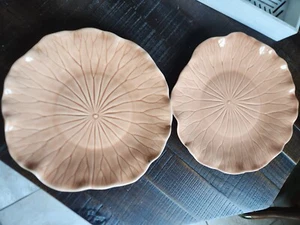 2 Vtg 80s Metlox LOTUS Peach Apricot Poppytrail 11” Dinner Plate #479 Embossed - Picture 1 of 7