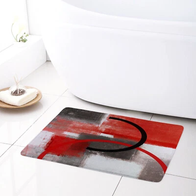 Moderno Juego de Cortinas de Ducha Abstractas Rojo Geométrico Negro Gris para Decoración de Baño Foto 1 de 4