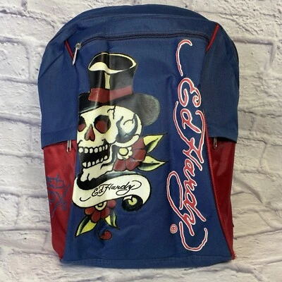 Mochila Ed Hardy, Don - Ed Hardy Designs, Rojo, Azul, Calavera, Flores Foto 1 de 4