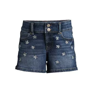 Wonder Nation Slouchy Classic Shorts Girls 8 Blue Cotton Pull-On Pockets Floral - Picture 1 of 4
