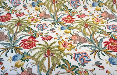 Tela de tapicería tropical Waverly Fiji Flora Gardenia por yarda Foto 1 de 4