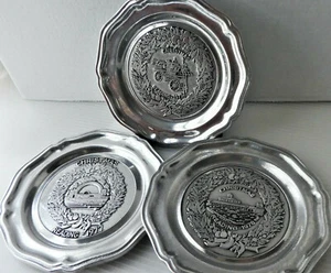 VTG Wilton Armetale Pewter Commemorative Set of 3 Reading PA Christmas Plates  - Picture 1 of 12