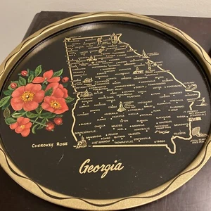 METAL MAP OF GEORGIA TRAY WITH SIX COASTERS - Picture 1 of 5