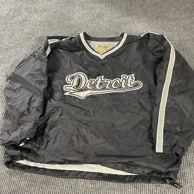 Винтажная мужская куртка Steve Barrys большой размер черная Detroit Script вышитая утепленная - Изображение 1 из 4