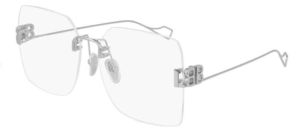 Anteojos cuadrados plateados de gran tamaño Balenciaga BB0113O 002 para mujer Foto 1 de 1