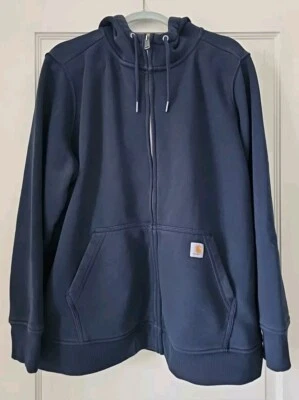 CARHARTT MUJER RELAJADO FIT PESO MEDIO CREMALLERA COMPLETA SUDADERA, AZUL MARINO, 3X, E/C Foto 1 de 4