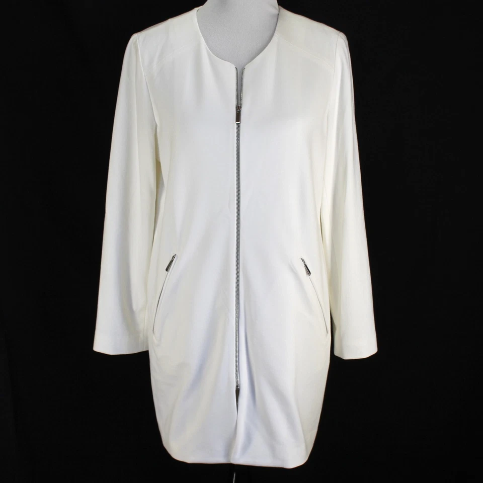 Chaqueta Blazer Chicos Talla 1 M Antigua Blanca Manga Larga Mujer Cremallera Frontal Topper Foto 1 de 4