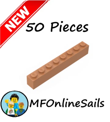 **NEW** 50x Genuine LEGO 1x8 Bricks - Medium Nougat - Piece # 3008 Bulk - Image 1 of 4
