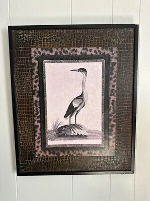 Impresión enmarcada decorativa de pájaro playero en marco de reptil sintético leopardo Foto 1 de 4