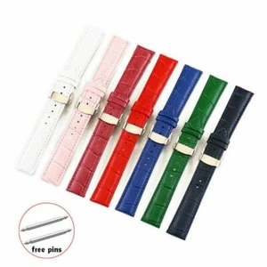 12mm-24mm Genuine Leather EYW Grain Wristwatch Band Watch Strap Butterfly Clasp - Picture 1 of 19