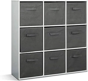 Unidad de Almacenamiento, Librería de Madera 9 Cubos Independientes con 9 Cajas de Almacenamiento para L... - Imagen 1 de 12