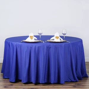 5 ROYAL BLUE 120 Inch ROUND TABLECLOTHS Wedding Decorations Party Table Covers - Picture 1 of 8