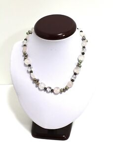 Handmade Natural Pink Quartz Gemstone with Freshwater Pearl Necklace 16"